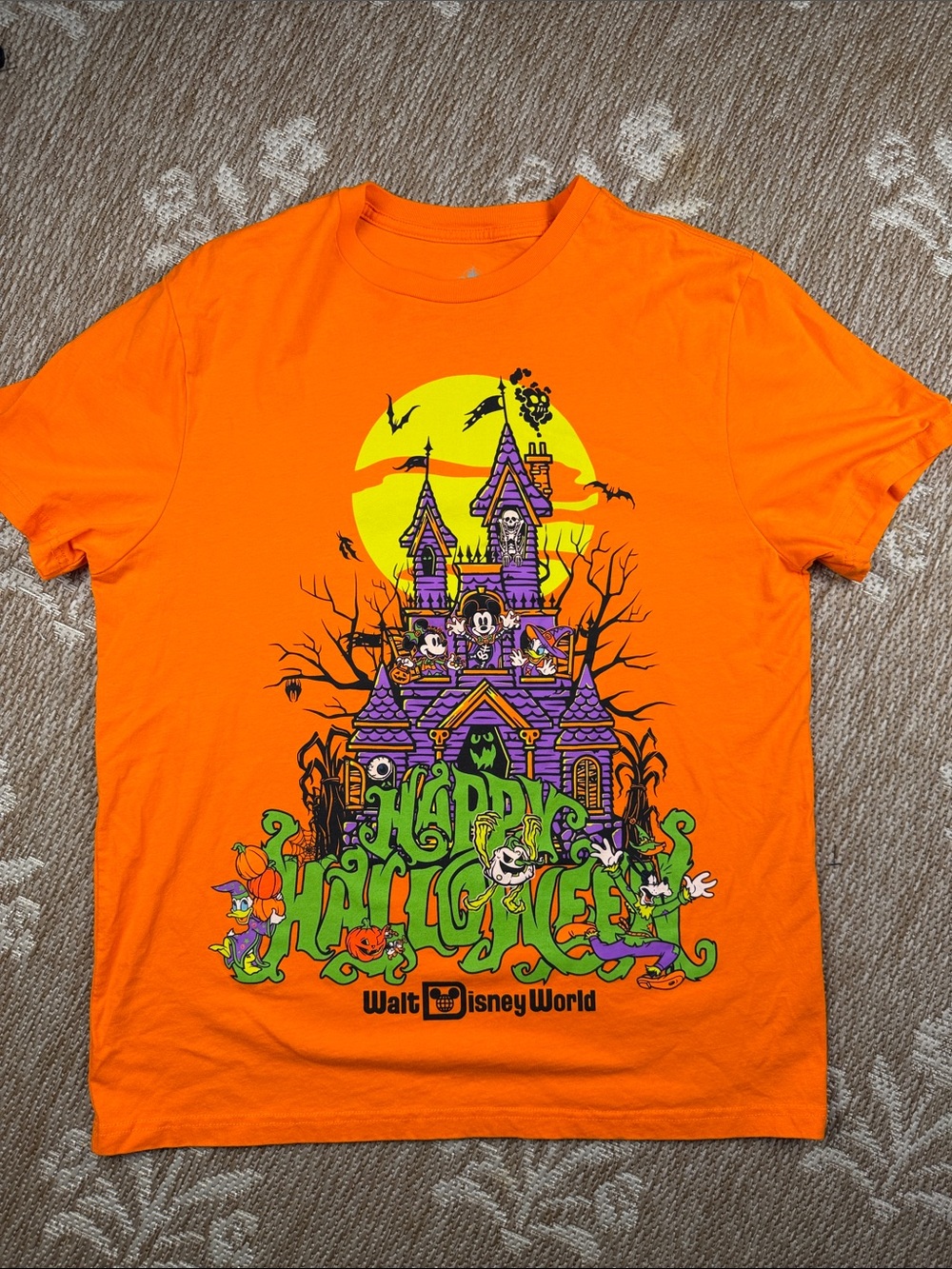 Disney Orange Happy Halloween Haunted House Graphic Tee